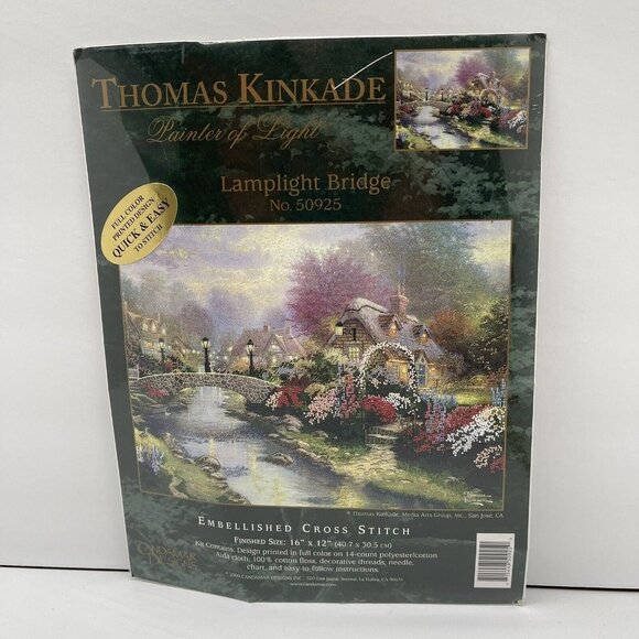 Thomas Kinkade Painter of Light Lamplight Bridge 50925 Cross Stitch - Picture 1 of 9